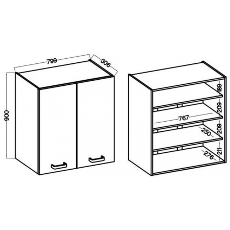 Szafka kuchenna wisząca wysoka 80 cm MEGI orzech okapi 80 G-90 2F